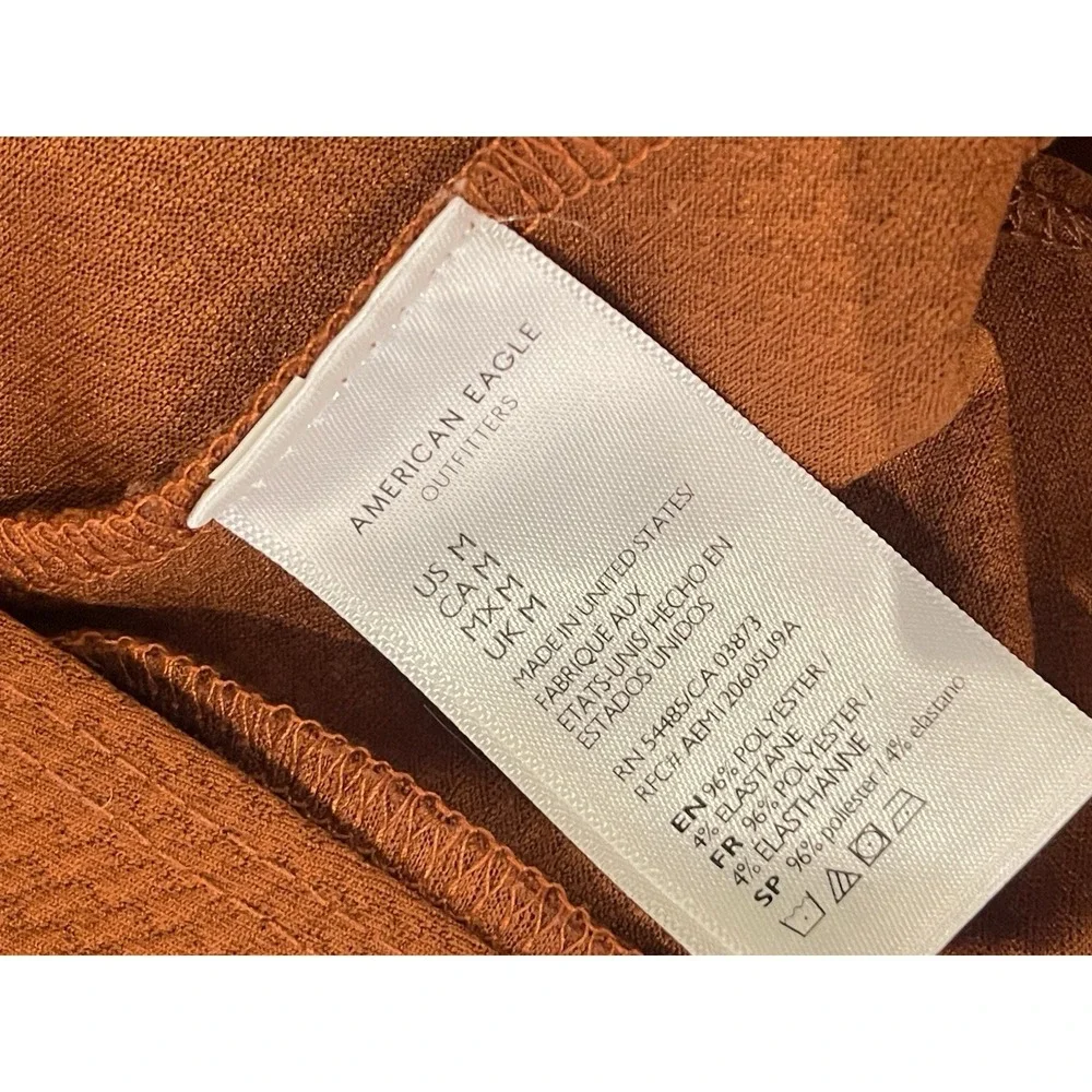 Orange Tie Front Crop Top Cut Out Short Sleeve‎ American Eagle Medium